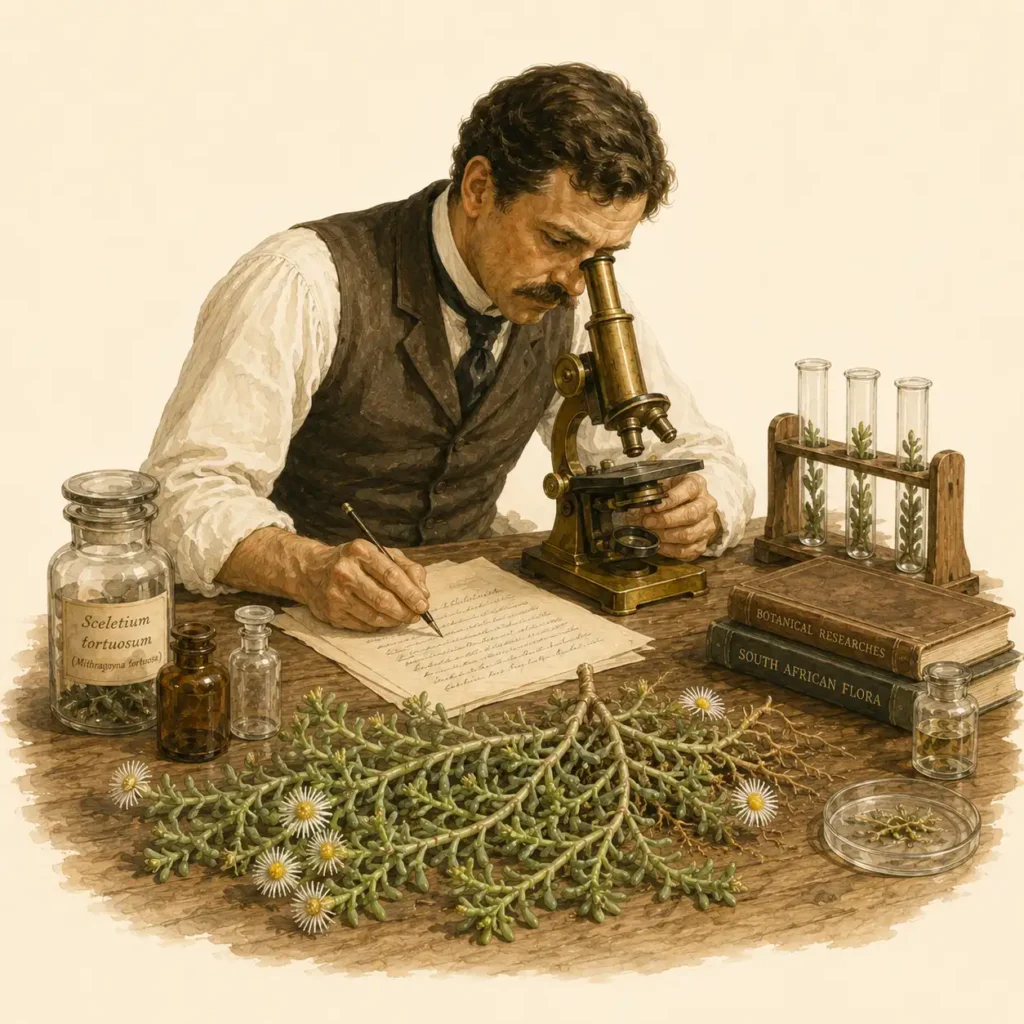 Isaac Meiring published one of the earliest scientific reports on Sceletium in the Transactions of the South African Philosophical Society.